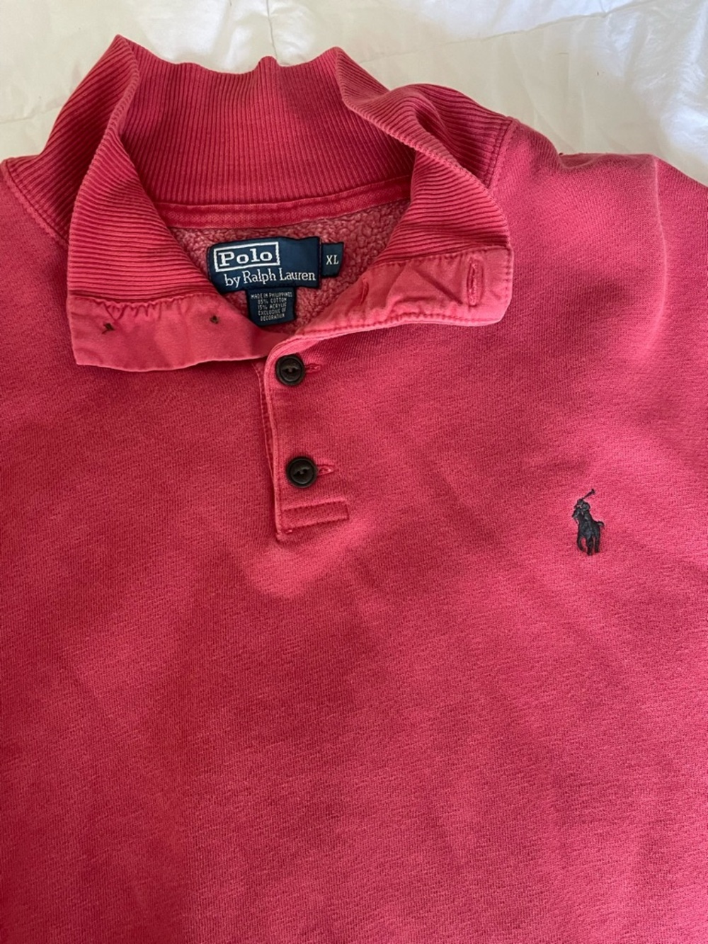 Vintage Polo by Ralph Lauren Coral-Red Button Collar Pullover